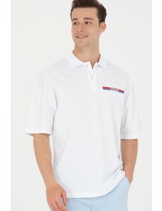 U.S. Polo Assn. Erkek Beyaz Oversize Polo Yaka Tişört