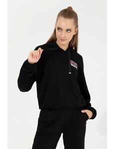 U.S. Polo Assn. Kadın Siyah Kapüşonlu Sweatshirt