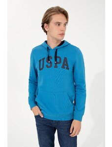 U.S. Polo Assn. Erkek Kobalt Kapüşonlu Basic Sweatshirt