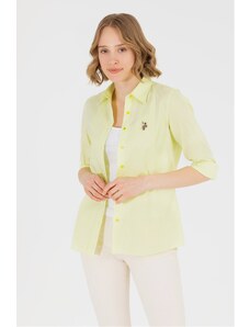 U.S. Polo Assn. Kadın Neon Sarı Uzun Kollu Basic Gömlek