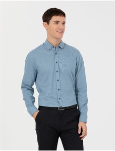 Pierre Cardin Mavi Regular Fit Uzun Kollu Gömlek