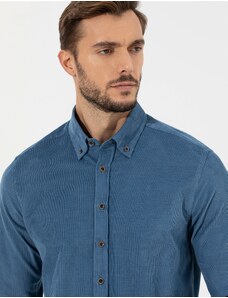 Pierre Cardin Mavi Regular Fit Uzun Kollu Gömlek