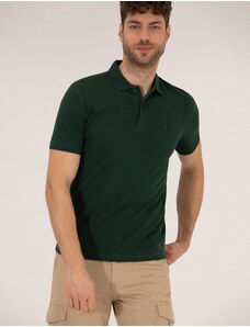Pierre Cardin Koyu Yeşil Slim Fit Polo Yaka Basic Tişört