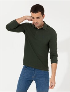 Pierre Cardin Koyu Yeşil Slim Fit Basic Sweatshirt
