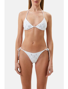 Philipp Plein Taş İşlemeli Desenli Logolu İpli Bağlamalı Bayan Bikini Cdppt0901 Beyaz