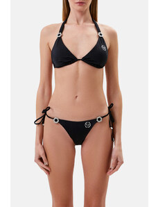 Philipp Plein Logolu Taş Süsleme Detaylı İpli Bağlamalı Bayan Bikini Cdppt0399 Siyah