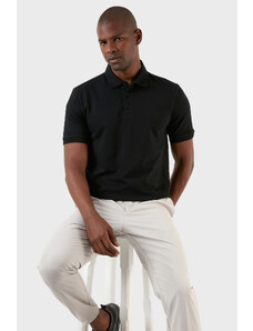 Exxe Pamuklu Regular Fit Düğmeli T Shirt Erkek Polo Ex661d Siyah