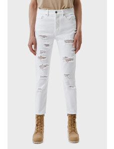 Armani Exchange Pamuklu Yüksek Bel Slim Fit Yırtık Detaylı J51 Jeans Bayan Kot Pantolon 3ryj51 Y1hrz 1100 Beyaz