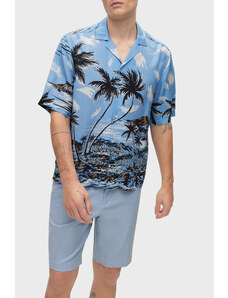 Boss Hawaii Desenli Regular Fit Kısa Kollu Erkek Gömlek 50490433 492 Mavi