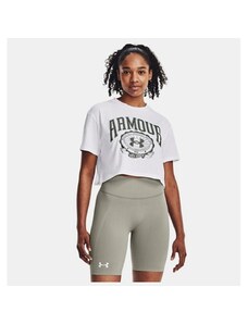 Under Armour Collegiate Crest Crop Kadın Beyaz Bisiklet Yaka Tişört