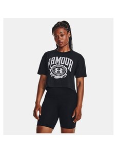 Under Armour Collegiate Crest Crop Kadın Siyah Bisiklet Yaka Tişört