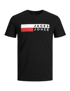 Jack&Jones Corp Ss Erkek Siyah Baskılı Bisiklet Yaka Tişört