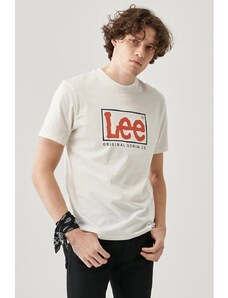 Lee Xm Wobbly Logo Erkek Beyaz Bisiklet Yaka Tişört