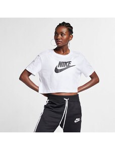 Nike Essential Crop Icon Futura Kadın Beyaz Bisiklet Yaka Tişört