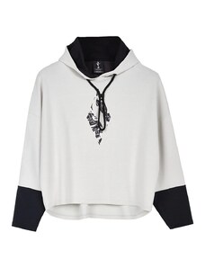 Skechers Soft Touch Floral Printed Kadın Beyaz Kapüşonlu Sweatshirt
