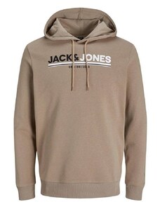 Jack&Jones Frederik Erkek Kahverengi Baskılı Kapüşonlu Sweatshirt