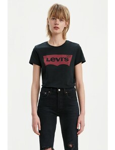Levi's The Perfect Kadın Siyah Baskılı Bisiklet Yaka Tişört