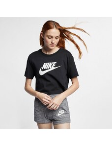 Nike Essential Crop Icon Futura Kadın Siyah Bisiklet Yaka Tişört