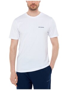 Columbia O Yaka Düz Beyaz Erkek T-Shirt CS0282 CSC M BASIC SM LOGO BRUSHED