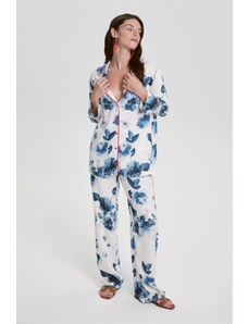 House Of Silk Lavinia Çiçek Desenli Viskon Kadın Pijama Takımı Beyaz