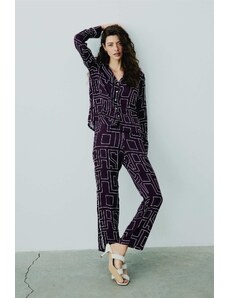 House Of Silk Viskon Maze Bordo Kadın Pijama Takımı
