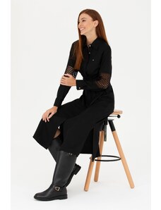 U.S. Polo Assn. Kadın Siyah Dokuma Elbise