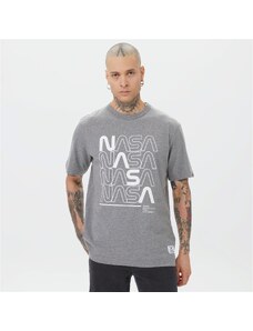 Alpha Industries Nasa Logo Print Erkek Antrasit T-Shirt