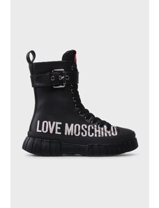 Love Moschino Logo Baskılı Hakiki Deri Bayan Bot Ja15695g1hıa0000 Siyah