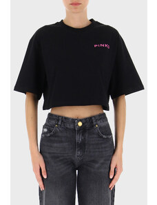 Pinko % 100 Pamuk Logo Baskılı Hafif Oversize Top Bayan T Shirt 101768 A13k Z99 Siyah