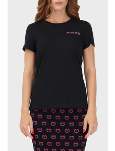 Pinko % 100 Pamuk Logo Baskılı Regular Fit Bayan T Shirt 100355 A13k Z99 Siyah