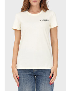 Pinko % 100 Pamuk Logo Baskılı Regular Fit Bayan T Shirt 100355 A13k Z03 Beyaz