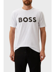 Boss Yansıtıcı Logo Baskılı Bisiklet Yaka Streç Pamuklu Regular Fit Erkek T Shirt 50501195 100 Beyaz