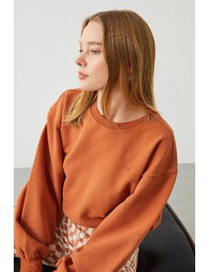 Ra Denim Kadın Turuncu Crop Oversize Vita Sweatshirt