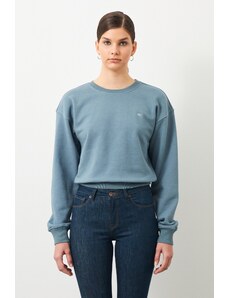 Ra Denim Kadın Mavi Crop Oversize Vita Sweatshirt