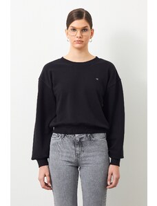 Ra Denim Kadın Siyah Crop Oversize Vita Sweatshirt