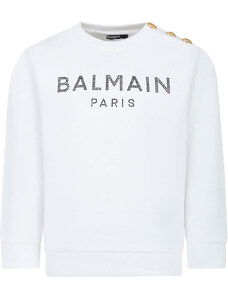 Balmain Kids Sweatshirts & Hoodies for Girls, Beyaz, Pamuk, 2024, 12Y 13Y 14Y