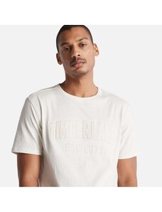 Timberland Tişört Modern Wash Brand Carrier Erkek Beyaz Yuvarlak Yaka Tişört