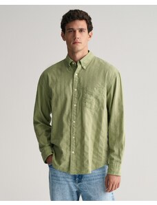 Gant Erkek Yeşil Relaxed Fit Düğmeli Yaka Çizgili Gömlek