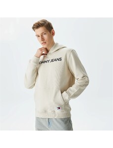 Tommy Jeans Reg Bold Classics Hoodie Erkek Krem Rengi Sweatshirt