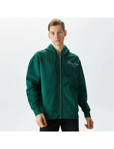 Tommy Jeans Relax Luxe Zip-Throughs Hoodie Erkek Yeşil Sweatshirt