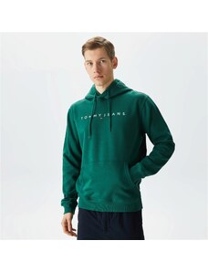 Tommy Jeans Reg Linear Logo Hoodie Erkek Yeşil Sweatshirt