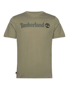 Timberland Linear Logo Erkek Haki Yuvarlak Yaka Tişört