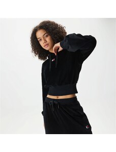 Tommy Jeans Velour Hoodie Kadın Siyah Sweatshirt