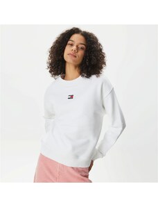 Tommy Jeans Badge Crew Kadın Beyaz Sweatshirt