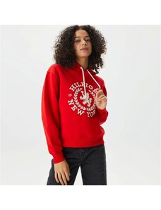 Tommy Hilfiger Reg Crest Hoodie Kadın Kırmızı Sweatshirt
