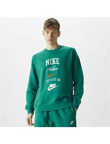 Nike Club Fleece Crew Stack Erkek Yeşil Sweatshirt