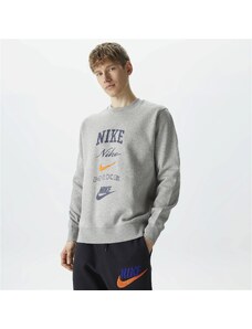 Nike Club Fleece Crew Stack Erkek Gri Sweatshirt