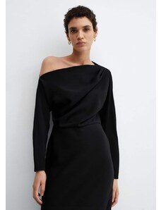 Mango Kadın Yırtmaçlı Asimetrik Elbise Siyah