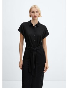 Mango Kadın Kuşaklı Gömlek Elbise Siyah