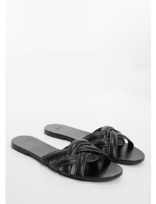 Mango Kadın Deri Bantlı Sandalet Siyah